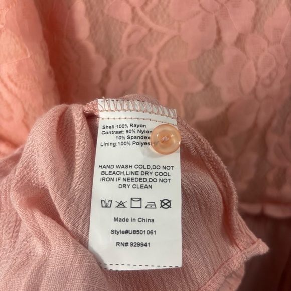 Suzanne Betro Blush Textured Tunic Plus Size 1X Floral Blouse Sheer Feminine - Picture 12 of 15